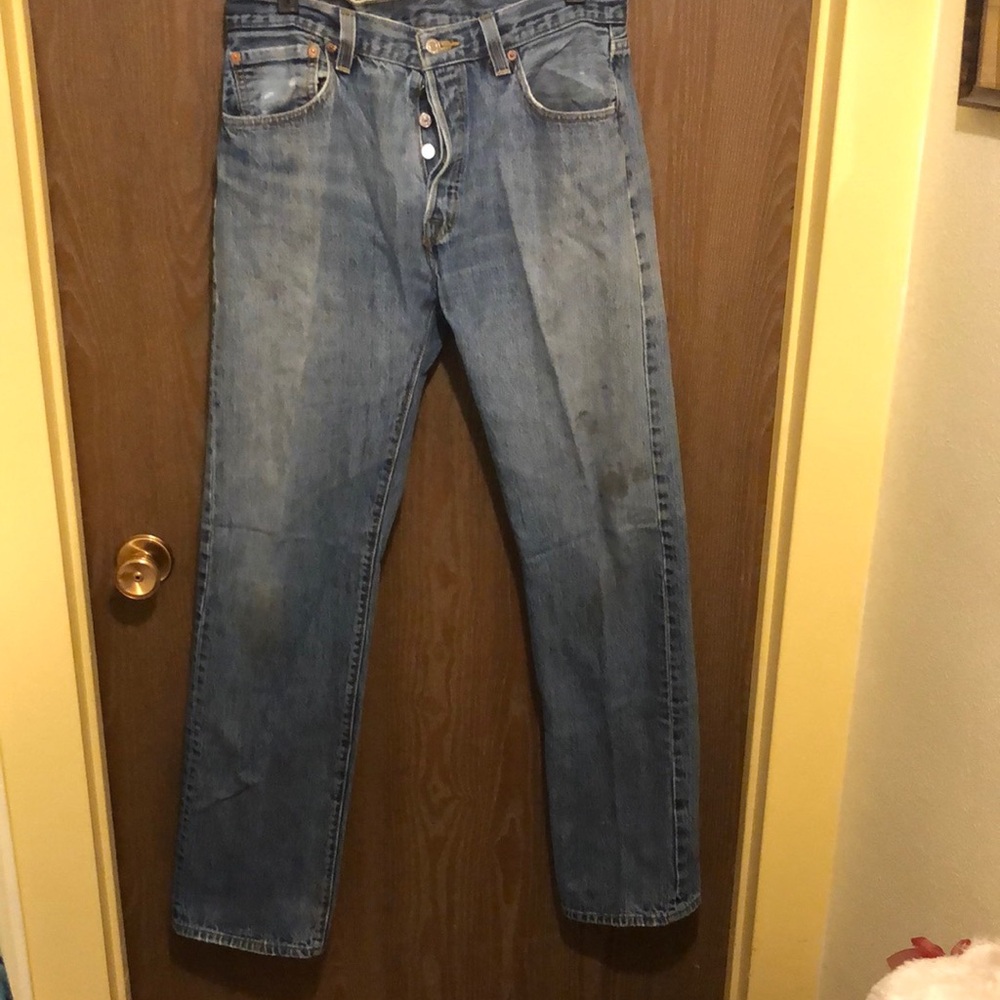 Levi's 501 Jeans Original Button Fly Medium Wash Cotton Straight Leg  34x36